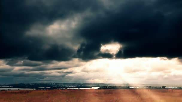 Nubes Tormenta Sobre Ciudad — Vídeos de Stock