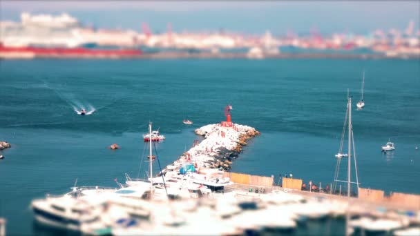 Nápoly Skyline Tájkép Olaszország Luxus Jacht Vitorlás Hajók Mozgó Mount — Stock videók