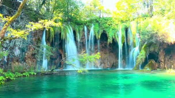 Waterval Het Bos Nationaal Park Plitvice Meren Kroatië — Stockvideo