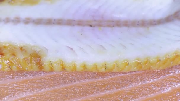 Aal Und Lachsstücke Roter Fisch — Stockvideo