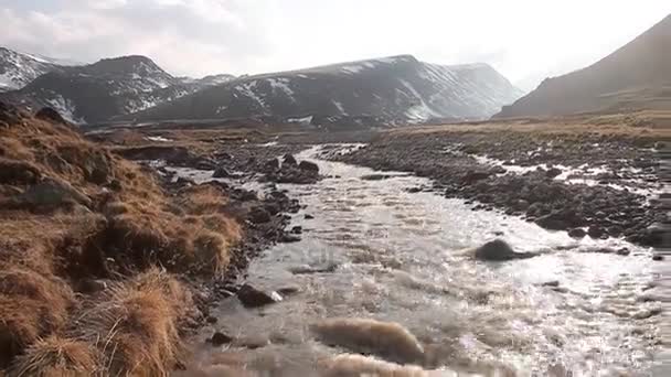 Bergfluss am Abend — Stockvideo