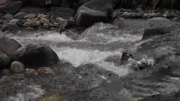 Río de montaña con rocas — Vídeos de Stock