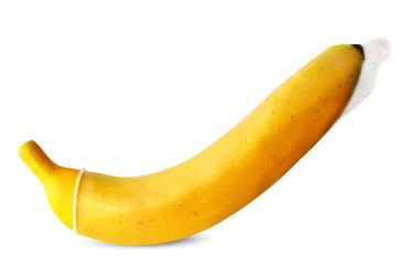 Prezervatif üzerinde sarı muz