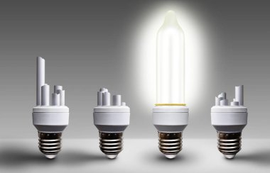 Prezervatif dahil ampul üzerinde