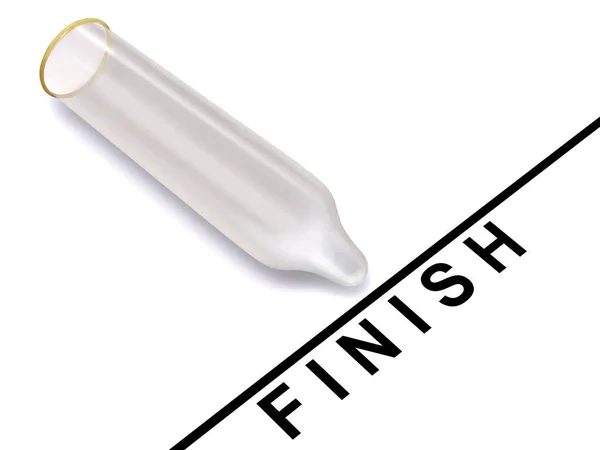 Bitiş çizgisinde bir prezervatif — Stok fotoğraf