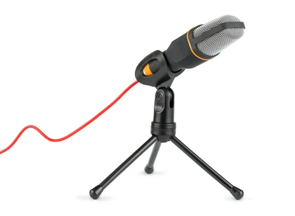 Svart mikrofon med vajer — Stockfoto