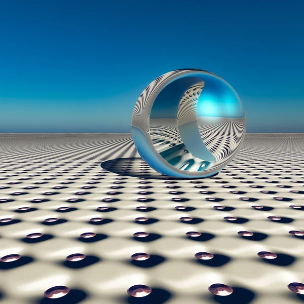 Abstract Silver Ball on Future Horizon — Stock Photo, Image