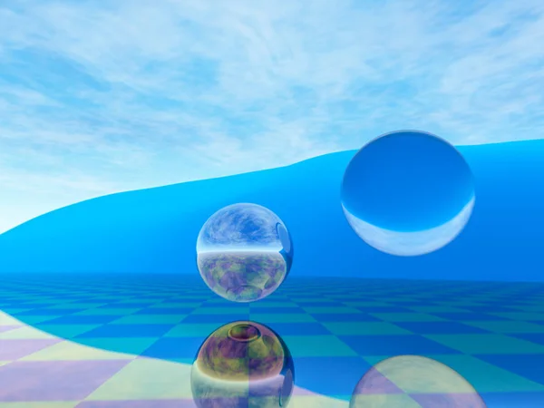 A horizon future crystal orb blob background, 3d Illustration.