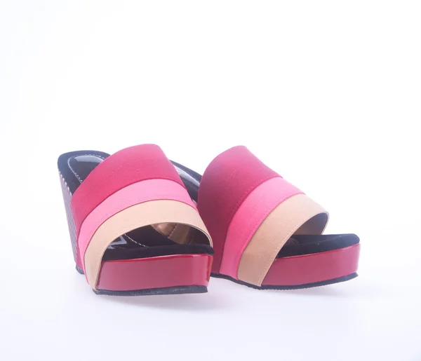 Scarpa. scarpe rosse e moda donna su uno sfondo . — Foto Stock