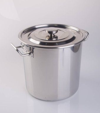 pot veya bir arka plan üzerinde paslanmaz çelik tencere.