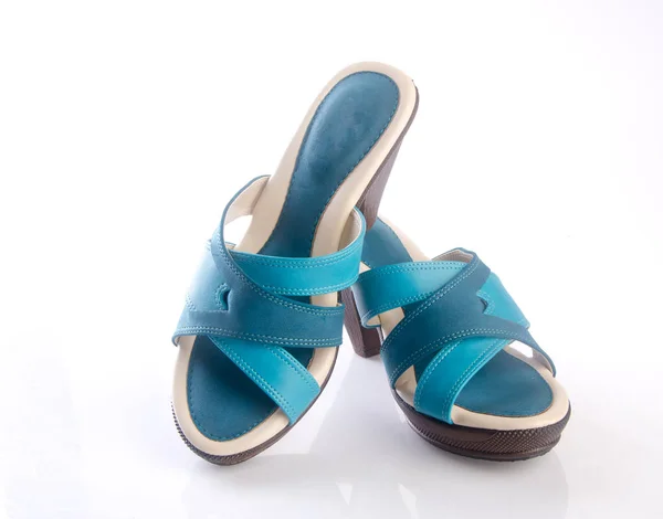 Shoe or blue color lady shoes on a background. — Stock Photo, Image