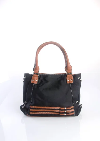 Bag, vagy fekete színű női táska a háttér. — Stock Fotó