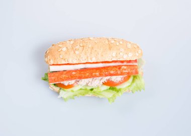 sandviç ya da sağlık sandviç arka planda.