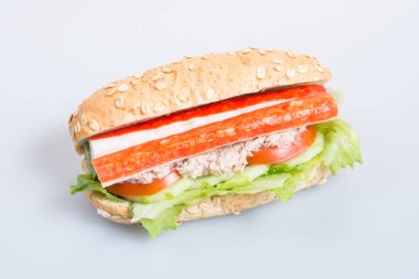 sandviç ya da sağlık sandviç arka planda.