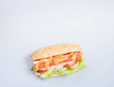 sandviç ya da sağlık sandviç arka planda.