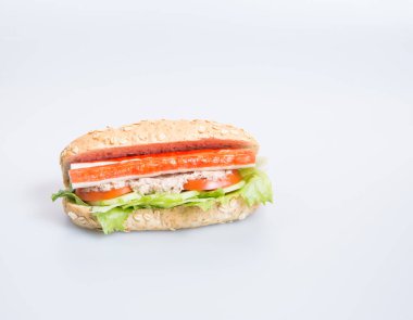 sandviç ya da sağlık sandviç arka planda.