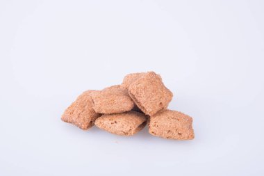 bir arka plan üzerinde krem çikolata çerez ya da bisküvi dolu.