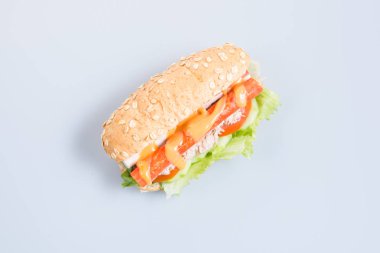 sandviç ya da sağlık sandviç arka planda.