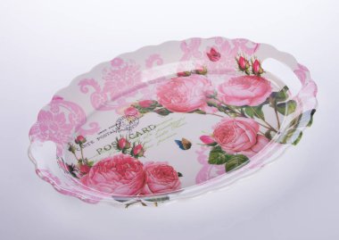 tepsi veya bir arka plan üzerinde boş plastik tepsi.