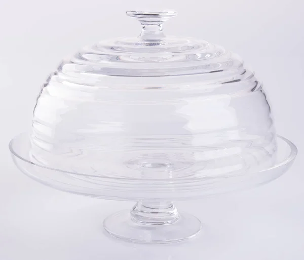 Cake stand or glass cake tray on a backgeound. — Stock Photo, Image