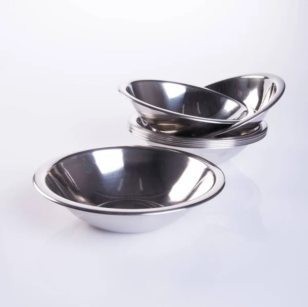 Bowl from stainless steel on background — Stock Photo, Image