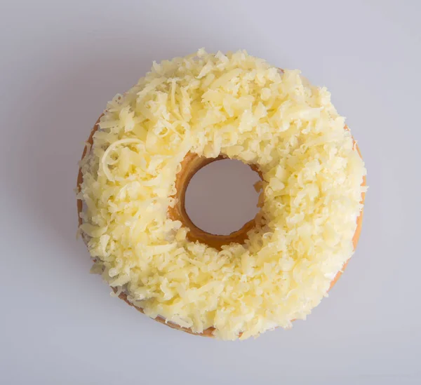 Donut lub smaczne pączki na tle. — Zdjęcie stockowe