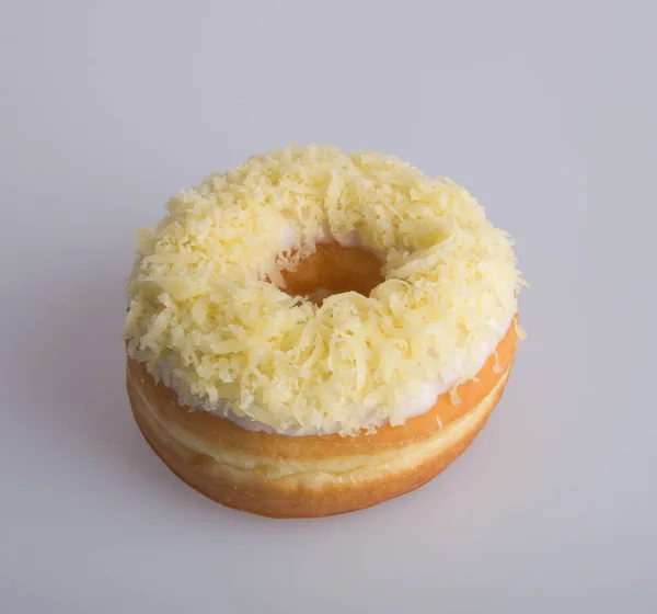 Donut ou saboroso donut no fundo . — Fotografia de Stock