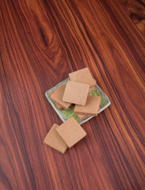 gofret veya arka planda gofret bisküvi.