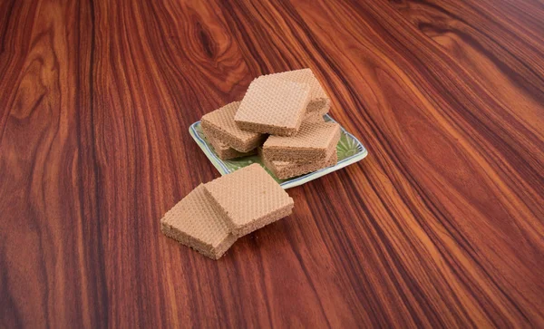 Wafer of wafer koekje op de achtergrond. — Stockfoto