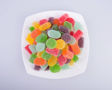 şeker ya da jöle şekerler arka planda.