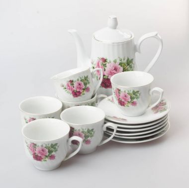 çay seti veya porselen çay seti arka plan üzerinde.