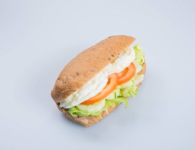 sandviç ya da lezzetli yumurtalı sandviç arka plan üzerinde.