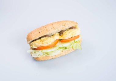 sandviç ya da lezzetli yumurtalı sandviç arka plan üzerinde.