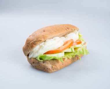 sandviç ya da lezzetli yumurtalı sandviç arka plan üzerinde.