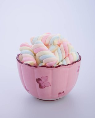 marshmallow veya şekerleme şeker arka planda.