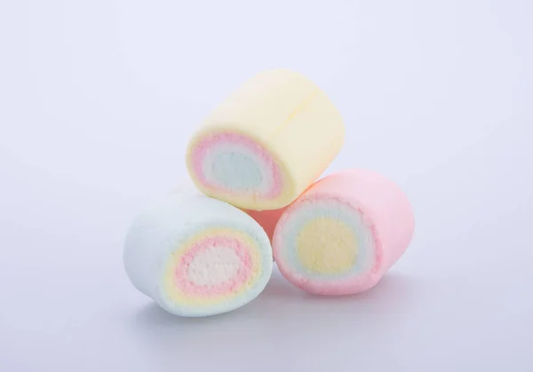 Marshmallows eller marshmallows godis på bakgrunden. — Stockfoto