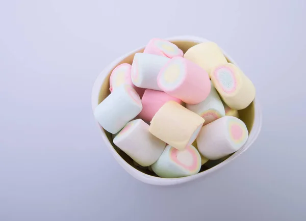 マシュマロや背景にマシュマロのお菓子. — ストック写真