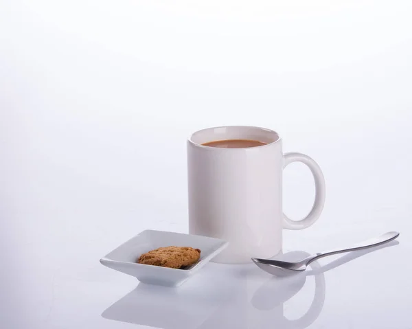 Кофе Кофе Печеньем Заднем Плане — стоковое фото