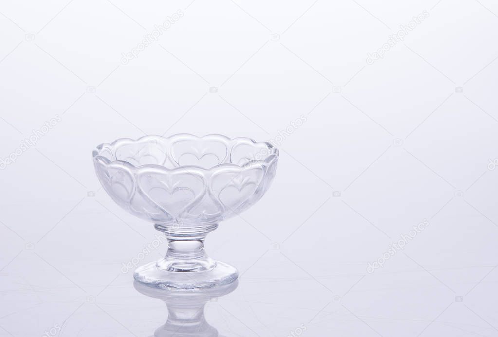 glass bowl or crystal glass bowl on background.