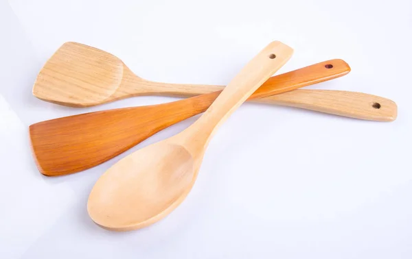 Kitchen utensils or wood kitchen utensils on background. — Stock Photo, Image
