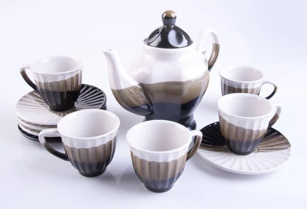 Tee Set Oder Porzellan Tee Set Auf Hintergrund — Stockfoto