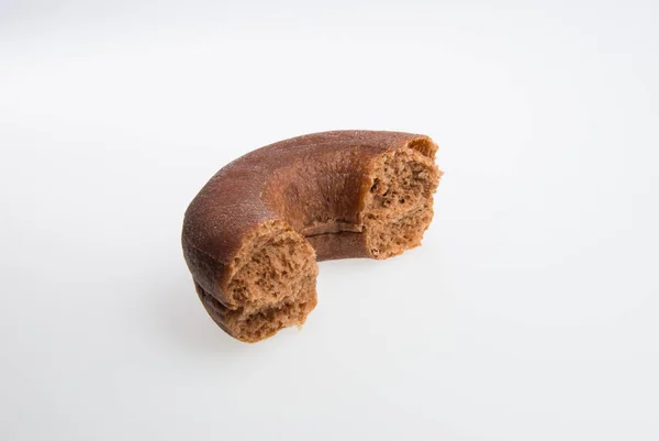 Donut Donut Com Mordida Falta Fundo — Fotografia de Stock