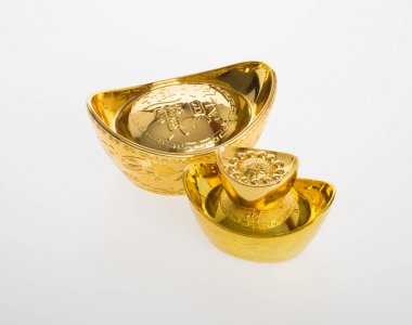 Altın veya Çin Altın külçe demek sembolleri zenginlik ve refah