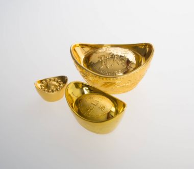 Altın veya Çin Altın külçe demek sembolleri zenginlik ve refah