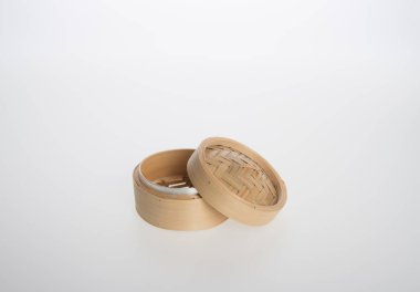 Çin bambu buğulama veya bambu buğulama dimsum adam Tarih için