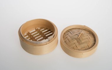 Çin bambu buğulama veya bambu buğulama dimsum adam Tarih için