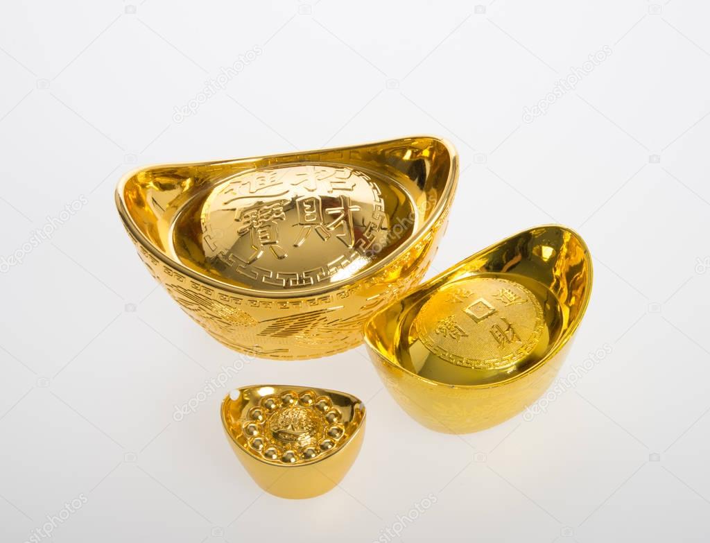 Gold or Chinese gold ingot mean symbols of wealth and prosperity