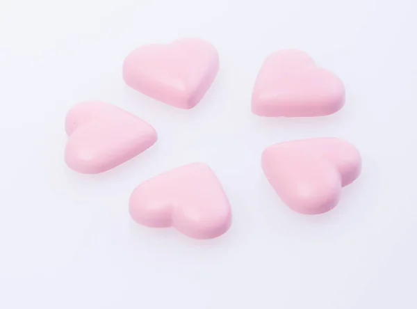 Schokolade in rosa Farbe oder Liebe Form Schokolade. — Stockfoto