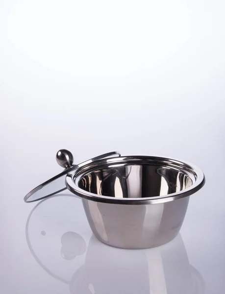 Pan or stainless steel pan on background. — Stock Photo, Image