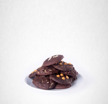 Tanımlama bilgileri veya arka plan üzerinde çikolata Çerezler.